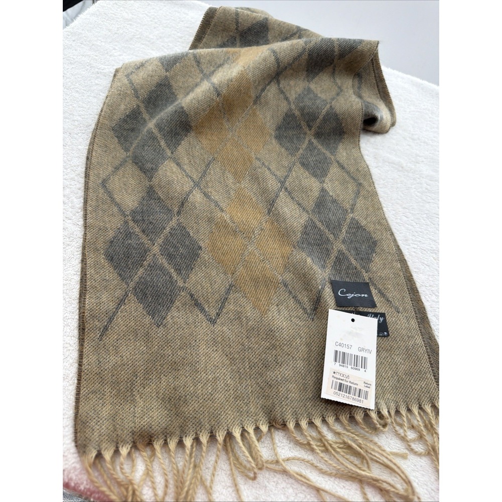 Cejon Argyle Pattern Scarf Made In Italy New With Tag Gift 100% Acrylic Holiday